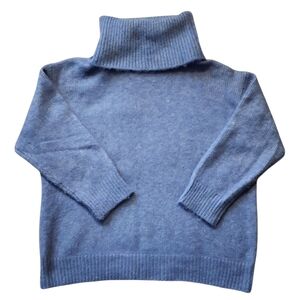 ZARA Medium Blue Oversized Knit Turtleneck Sweater